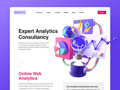 Erudite - Expert Analytics Consultancy 3d 3dart 3dillustration appdesign branding c4d cinema4d dribbble erudite google graphic icon illustration lowpoly lowpolyart maxon ui uiux ux