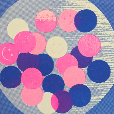 Flavor of the day blue bubblegum faces illustration moods neon neon pink riso print risograph risoprint