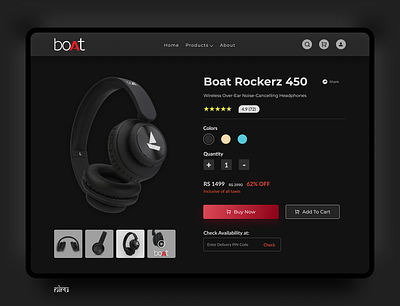 Boat Headphones Dark Mode boat color dark mode dark theme dark ui e commerce headphone headphones product page shop spooky ui web web design