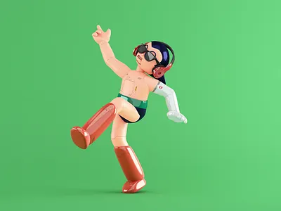 ASTRO BOY / Tetsuwam ATOM tribute 12 3d art 3d character 3d illustration 3d modelling android astroboy bjork c4d cinema4d cyberpunk dancing fanart headphones illustration manga motion design robot sunglasses
