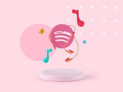 Spotify 3d 3d icon branding c4d cgi cinema 4d design earphones hero hero image icon illustration modeling music octane render stars web design