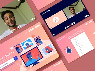 Video Calling App branding character illustration landing page product design saas app video calling web design