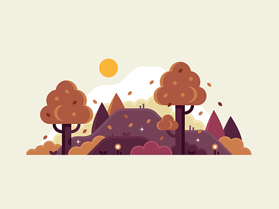 Fall 🍂 autumn fall flat illustration landscape leaf leaves nature october september tree vector woods