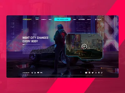 Cyberpunk 2077 concept conceptdesign cyberpunk 2077 design landing page site design ui web web 2.0 webdesign website