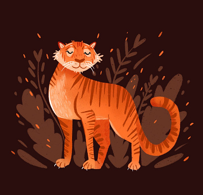 Tiger art cozy illustration procreate tiger