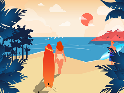 Paradise art beach character design character illustration design design art flat girl holidays illustration illustration art illustration for web sea sport web