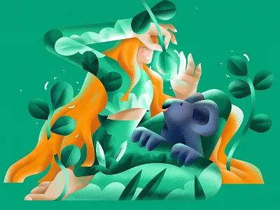 Spring animal australia character cute illustration koala plant spring vector women