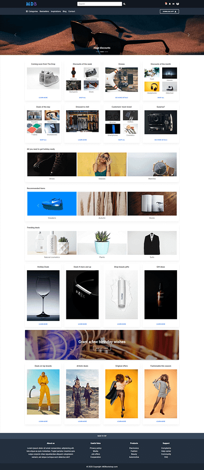 Amazon homepage in Material Design 2.0 amazon app material design material ui mdb mdbootstrap web