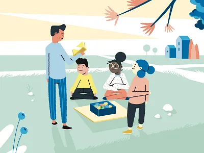 Play Tips animation character design family games illustration illustration led animation lego lego games lego pieces outside park pastel colours picnic