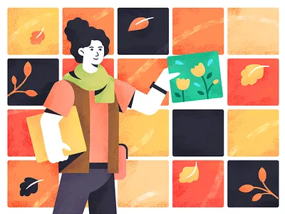 A Change of Seasons art artist atmosphere autumn color colorful cozy evening feeling girl illustration noise painting plants season