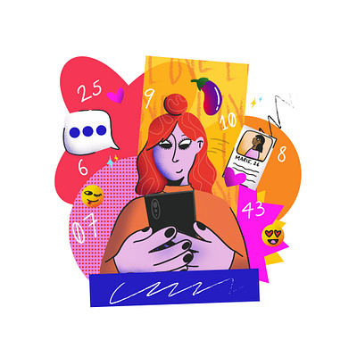 Online dating design digital illustration digital illustrator handdrawn illustration illustrator ipad lgbtq procreate ui women