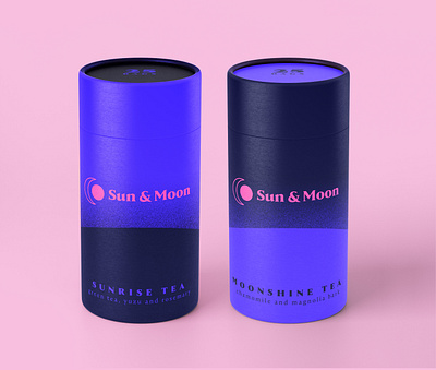 Sun & Moon Tea brand design branding food and drink logo design moon packagaing packaging design pink sun tea tube