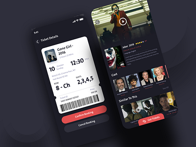 Movie App app app design application cinema dark mode design movie ui ux xd