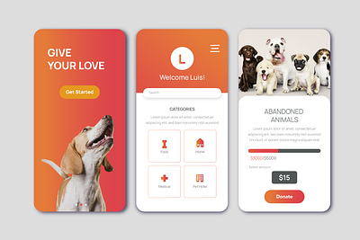 Charity Animals UI/UX Design app appdesign graphicdesign interface minimal ui ux