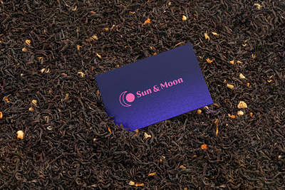 Sun & Moon Tea branding businesscard food and drink logo moon pink sun tea tea logo