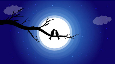 Birds at night graphic designs illustrator lovers night view partners