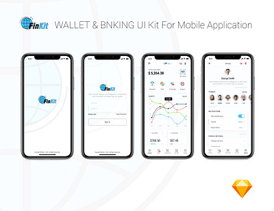 FinKit - Wallet & Banking UI Kit for Mobile Application banking finance mobile mobile app mobile app design mobile application ui ui design ux ux design wallet