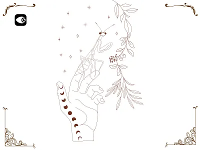 Hand on Grasshopper floral hand luxury graphic elements