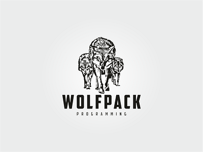 Wolfpack Programming adobe illustrator animal art coreldraw crossfit design illustration logo online vector wolf wolf em wolfman wolfpack