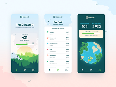 Treecard App Concept app app design app interface application application design interface nature purchases transactions trees ui user interface ux