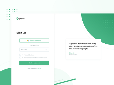 Uphealth sign up daily ui figma health healthcare landing page registration sign up ui user interface ux web design website