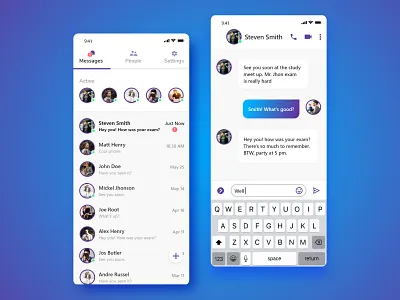 Messenger App Ui Design app branding facebook facebook app ui illustration massenger app ui messenger minimal minimal ui modern social app social app ui typography unique design web