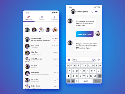Messenger App Ui Design app branding facebook facebook app ui illustration massenger app ui messenger minimal minimal ui modern social app social app ui typography unique design web