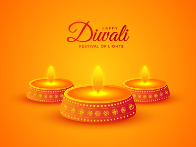 Happy diwali oil lamp burning on yellow background background celebration culture decoration deepavali diwali diya festival greeting happy happy diwali holiday india indian indian festival lamp light oil religion traditional