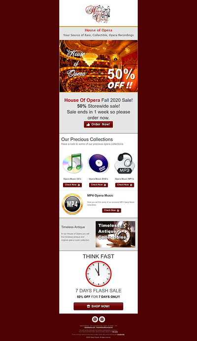 PURE HTML CSS EMAIL TEMPLATE FOR THE COMPANY HOUSE OF OPERA email email campaign email design email marketing email template html css html email template html template