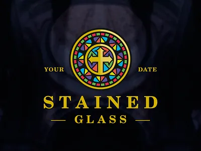 Stained Glass Window Logo architecture cathedral catholic church colorful logo faith glass god gothic iglesia logo template logotype pray prayer rosette stained glass temple window