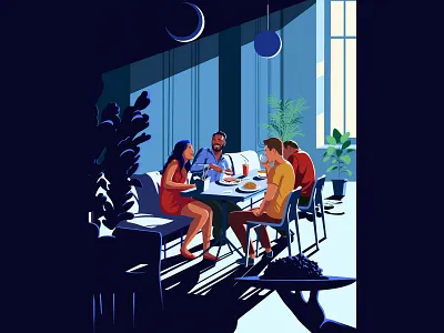 Dinner character design dinner friends fun work