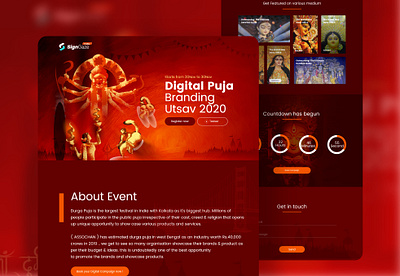 Digital Durga Puja Event Landing Page banding durga puja 2020 event landing page indian indian design agency indian designer indianpix landing page minimal sanket sanket pal signgaze traditional webdesign