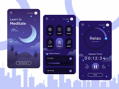 Meditation app art brand branding character design figma adobe xd flat graphic design icon illustration illustrator logo minimal mobile typography ui ux vector web