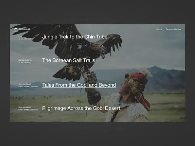 Foundlost—0111 adventure drops expedition explore foundlost landing mongolia outdoor parallax product ui web