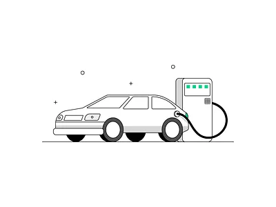 Electric Car black car color concept concept design dribbble best shot electric car flat car flat illustration fuel fuel station green illustration line illustration minimal illustration mobile illustration product illustration stroke illustration ui web