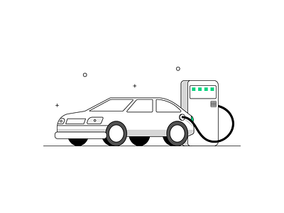 Electric Car black car color concept concept design dribbble best shot electric car flat car flat illustration fuel fuel station green illustration line illustration minimal illustration mobile illustration product illustration stroke illustration ui web