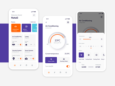 Smart Home App concept app clean concept controls design homeapp ios ios app mobile mobile ui smartapp smarthome ui uidesign uiux web interface white