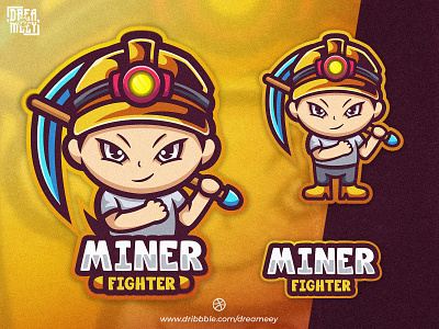 Miner Fighter Mascot Logo brand branding cartoon cartoon character character character design esport fighter game gaming illustration logo mascot mascot design mascot logo minecraft miner sticker twitch twitch logo