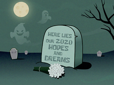 Our 2020 Hope & Dreams 2020 adobe illustrator cemetery coronavirus covid dreams full moon ghost grave halloween halloween design hopes meme october scary spongebob spongebob squarepants spooky squidward vector art