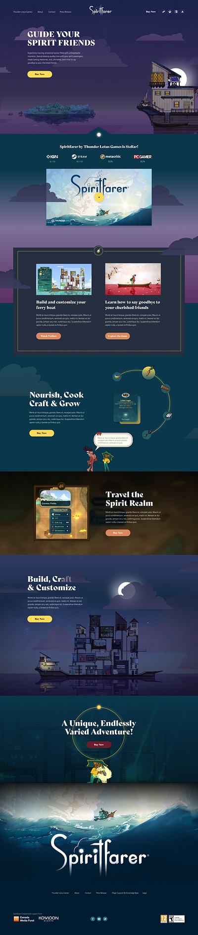 Spiritfarer Dark concept design thunder lotus video game web design