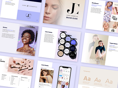 Juwel Brand Guide brand brand guide brand identity branding color palette cosmetics design icon identity light refraction logo photo edit purple startup style guide typography