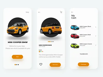Minicar App Design app app design appdesign dailyui design minimal ui uidesign uidesigner uiux uiuxdesign ux