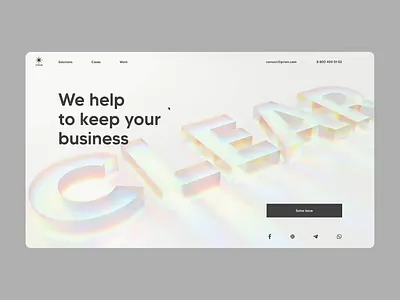 Prism Landing concept chromatic cinema 4d clear glass light material mentalstack minimal ray render ui ux visualisation web website white