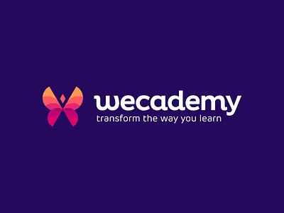 Wecademy - Modern Logo Design, Butterfly, Animal animal logo brand branding butterfly dalius stuoka design education graphic design designer icon icons identity learning logo logodesign loog lgoo lgo modern logo nature school symbol wings