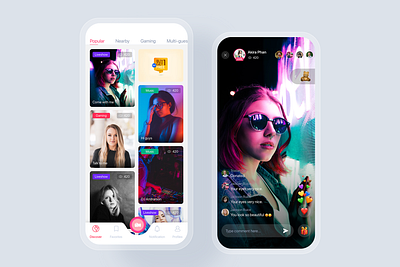 Live Streaming mobile app concept app concept feed home live mobile podcast social stream streaming template ui uikit ux video