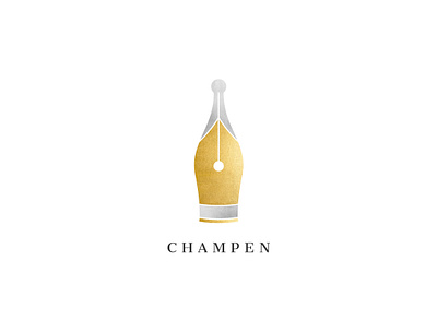 Champagne + pen cleverlogo creative elegant esense logo logo design logodesign logotype luxury luxury logo mark simple symbol