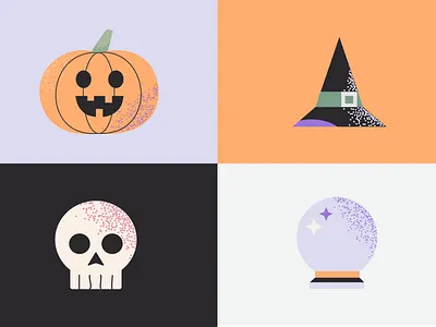 "SPOOKY" Halloween Icon Set - #dribbbleweeklywarmup branding crystal ball dailyui design dribbbleweeklywarmup halloween halloween design icon illustration logo pumpkin skull spook spooky spooky season trickortreat ui ux vector witch