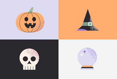 "SPOOKY" Halloween Icon Set - #dribbbleweeklywarmup branding crystal ball dailyui design dribbbleweeklywarmup halloween halloween design icon illustration logo pumpkin skull spook spooky spooky season trickortreat ui ux vector witch