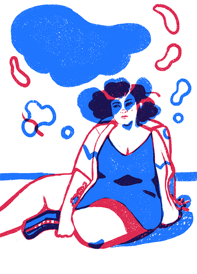 Self Portrait blue cute art illustration queer art red weird zine