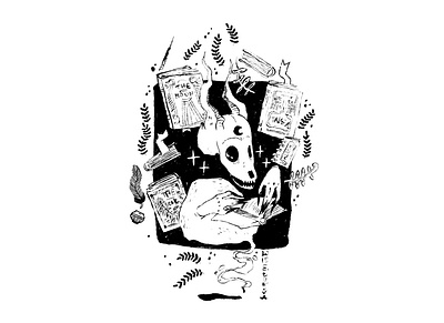 Book books devil devil horns dribbbleweeklywarmup inking inktober inktober2020 levitation spooktober spooky spooky season